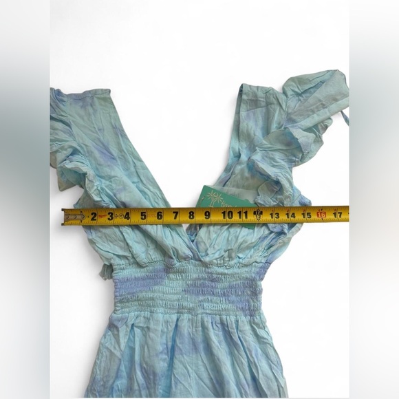 NEW WITH TAGS Tiare Hawaii Blue Tie-Dye V-Neck Boho festival Jumpsuit - Picture 6 of 8